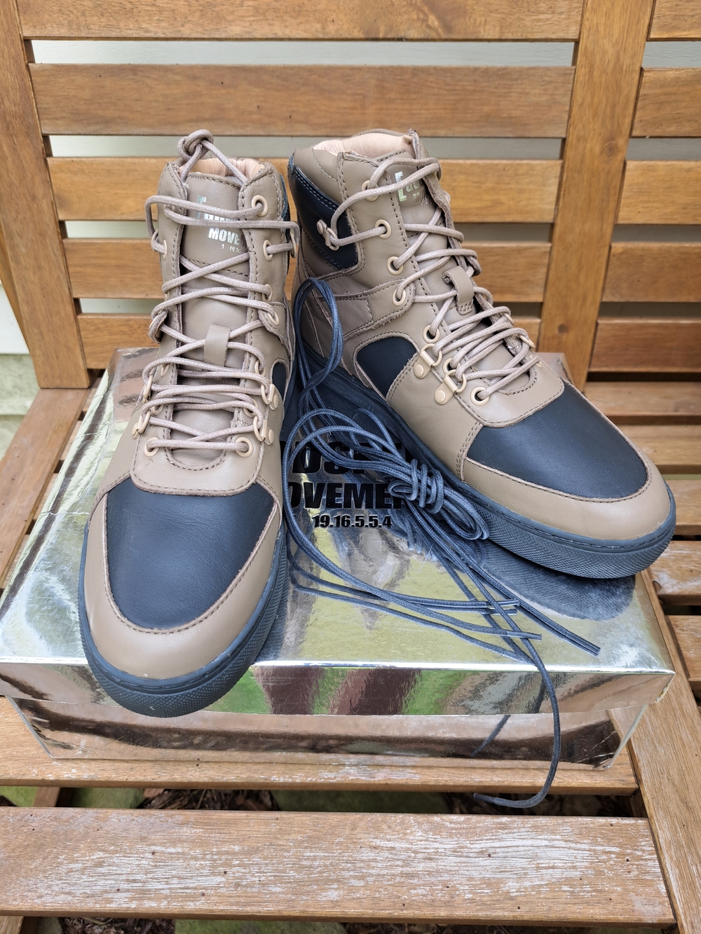 Godspeed Movement Men's Lace-Up High-Top Sneakers in Brown and Gray